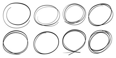 Hand drawn scribble line circles. Doodle circular for message note mark design element. vector