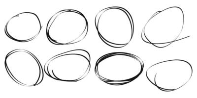 Hand drawn scribble line circles. Doodle message note mark design element. vector
