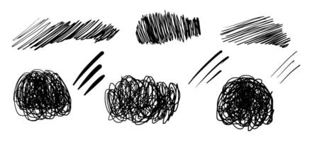 Set of hand drawn scribble sketch circle object. Tangled grungy round scribble. isolated on white background. doodle vector