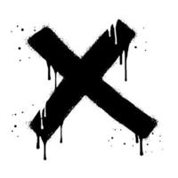 Spray painted graffiti check mark in black over white. X symbol isolated on white background vector