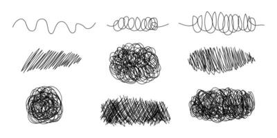 Set of hand drawn scribble sketch circle object. Tangled grungy round scribble. isolated on white background. doodle, vector