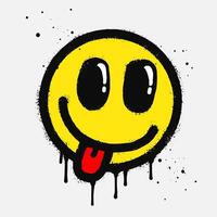 Face With Tongue out emoticon character. Spray painted graffiti smile face With Tongue out. isolated on white background vector