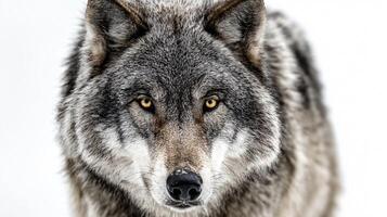 Alpha Wolf Looking Fierce Front View Isolated photo