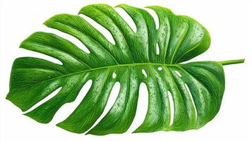 Vibrant Green Monstera Leaf Cut Out for Design Projects and Botanical Prints photo