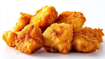Delicious Crispy Fried Chicken Nuggets on Plate with Copy Space photo