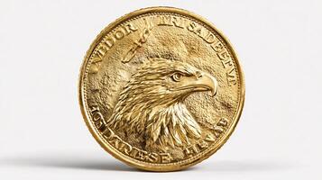 Shiny Gold Dollar Coin Isolated on White Background - High Quality Image for Financial Concepts photo