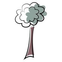 A cartoon tree with clouds on it vector