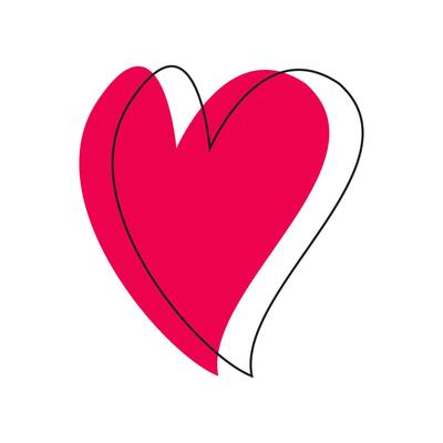 A red heart with a white outline