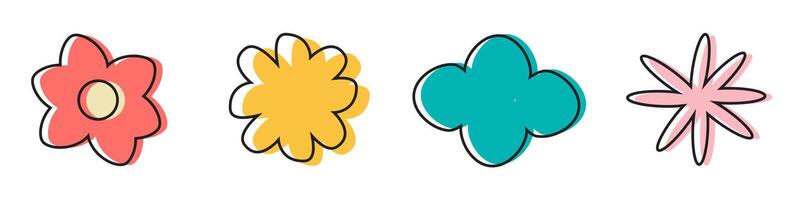 Four different colored flowers on a white background vector