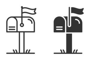 Mailbox and flag icon illustration vector