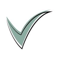 Stylized green check mark with overlapping curved lines. vector