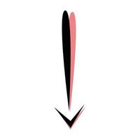 A black and pink arrow pointing down on a white background vector