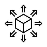 A cube surrounded by arrows and arrows vector