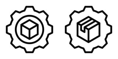 Two icons of a cube and a cube with a box vector