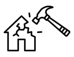 A hammer and a house with a broken window vector