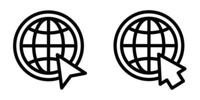 Two icons of the globe and the arrow pointing to it vector