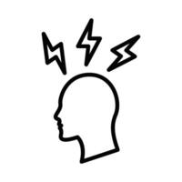 A black and white illustration of a head with lightning coming out of it vector