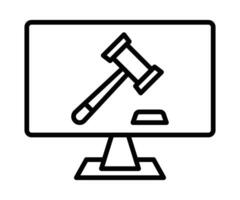 A judge's gavel on a computer screen vector
