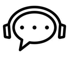 A black and white image of a speech bubble with headphones vector
