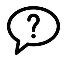 A black and white speech bubble with a question mark vector