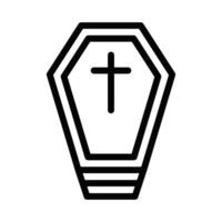 A black and white image of a coffin with a cross on it vector