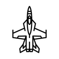 A fighter jet is shown in a line drawing vector