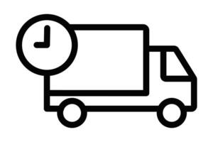 A black and white image of a truck with a clock on it vector