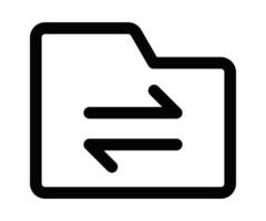 Data transfer icon with arrows and document. Editable stroke. vector