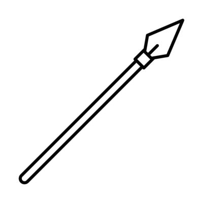 A black and white drawing of a spear