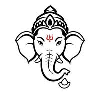 A simple line art illustration depicting the head of Lord Ganesha, a Hindu deity known for wisdom and removing obstacles. vector
