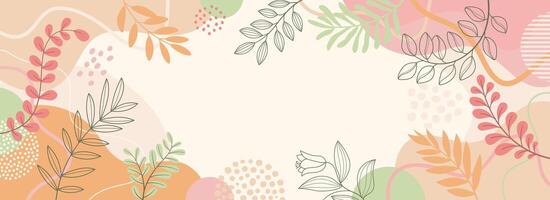Spring background with beautiful. Hand drawn leafs art background design. vector