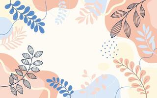 Banner frame spring line art drawing with abstract shape vector