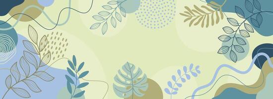 Spring background design. Line art drawing with abstract shape vector