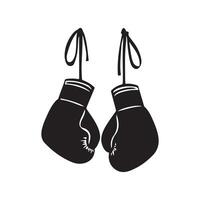 Two boxing gloves are hanging on a white background vector