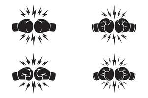 Four boxing gloves with lightning bolts on them vector
