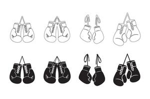 A set of boxing gloves icons in black and white vector