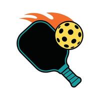 A pickleball and paddle with a ball on it vector