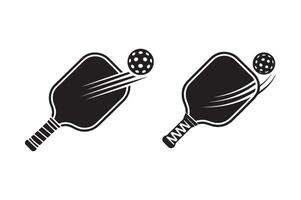 Two black and white images of a paddle and a racket vector