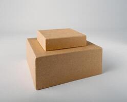 pyramid of two craft boxes, side view, mockup, copy space photo