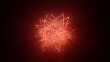 Abstract red glowing network sphere composed of interconnected lines on dark background video