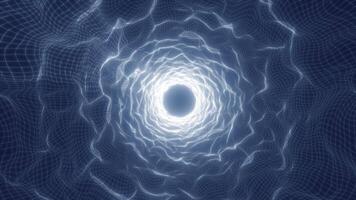 Soft glowing abstract mesh tunnel with fluid white lines creating a sense of depth, motion video