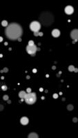 Black background with floating glowing bokeh particles in soft focus and grayscale tones video