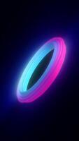 Glowing circular portal with vibrant neon rings in pink and cyan over a dark background, creating a futuristic sci-fi atmosphere video