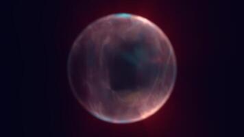 Soft red-tinted sphere with cloudy interior floating against dark background video