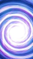 Abstract vortex of glowing energy swirls with intense white center and dynamic purple-blue trails in motion video