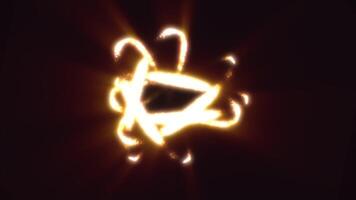 Glowing golden particle structure in flower-like shape with radiant energy beams and deep shadows video