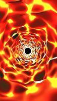 Abstract glowing tunnel of swirling fire-like patterns, intense red and yellow hues radiating energy and motion into a black void video