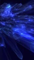 Explosive blue crystal-like abstract formation with glowing shards in motion video