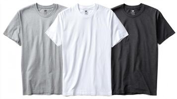 Assorted Plain T-Shirts on White Background - Versatile and Stylish Apparel Collection for Branding Campaigns photo