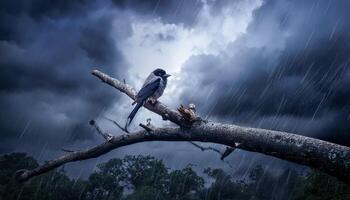 Thunder growls as clouds churn above, yet the little bird stays perched. Vulnerable but unyielding, it teaches that strength isnt always loud its in simply holding on. photo